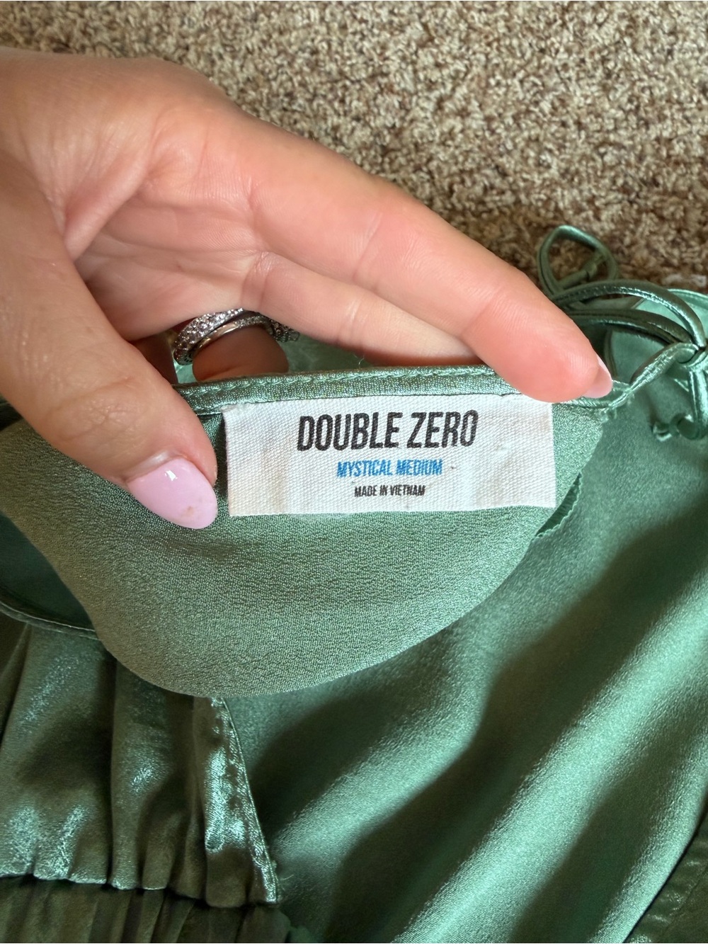 Double Zero Shimmery Teal Green Cropped Halter Top - Picture 3 of 3